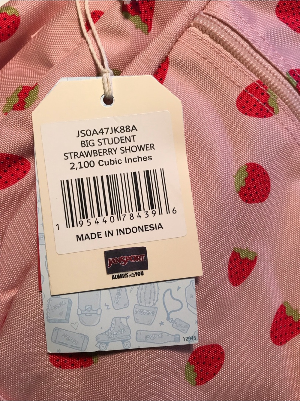 Jansport XL Big Student Strawberry Shower Backpack NWT - Picture 8 of 11